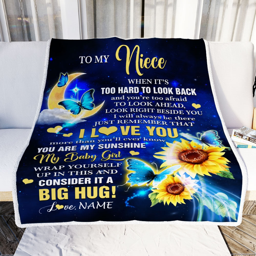 Personalized To My Niece Blanket From Aunt Auntie Uncle Butterfly I Will Always Be There Niece Birthday Graduation Christmas Customized Fleece Throw Blanket | siriusteestore