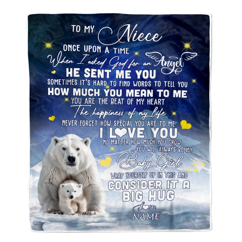 Personalized To My Niece Blanket From Aunt Auntie Uncle Polar Bear Never Forget I Love You Niece Birthday Christmas Customized Bed Fleece Throw Blanket | siriusteestore