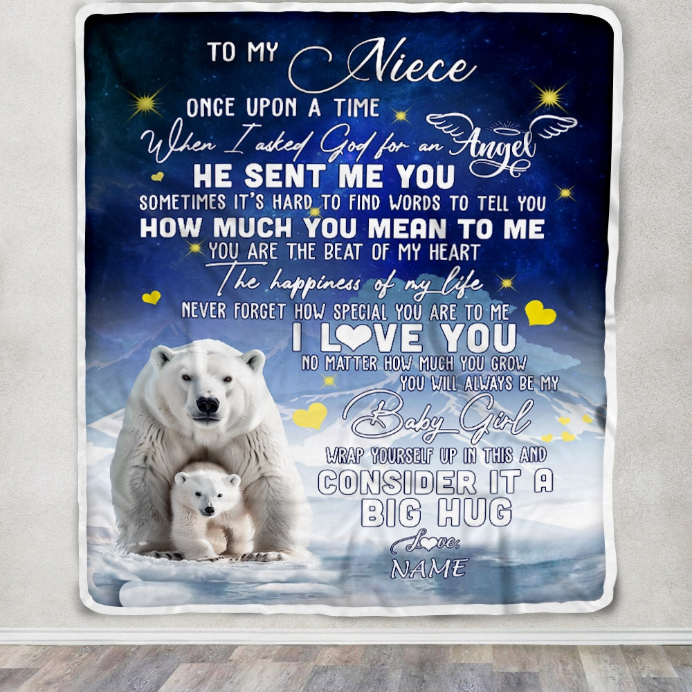 Personalized To My Niece Blanket From Aunt Auntie Uncle Polar Bear Never Forget I Love You Niece Birthday Christmas Customized Bed Fleece Throw Blanket | siriusteestore