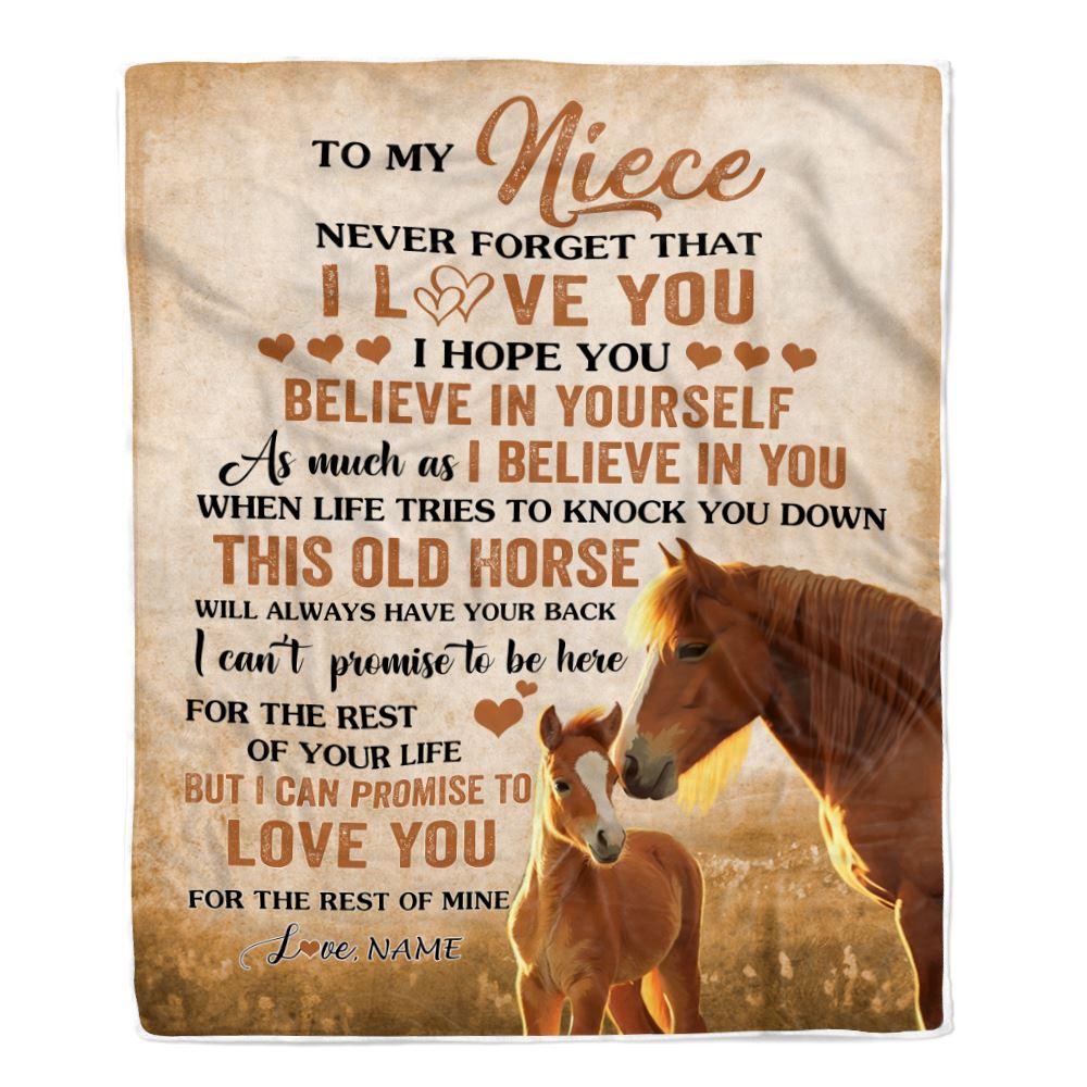 Personalized To My Niece Blanket From Aunt Auntie Uncle This Old Horse Love Niece Birthday Gifts Graduation Christmas Customized Bed Fleece Throw Blanket | siriusteestore