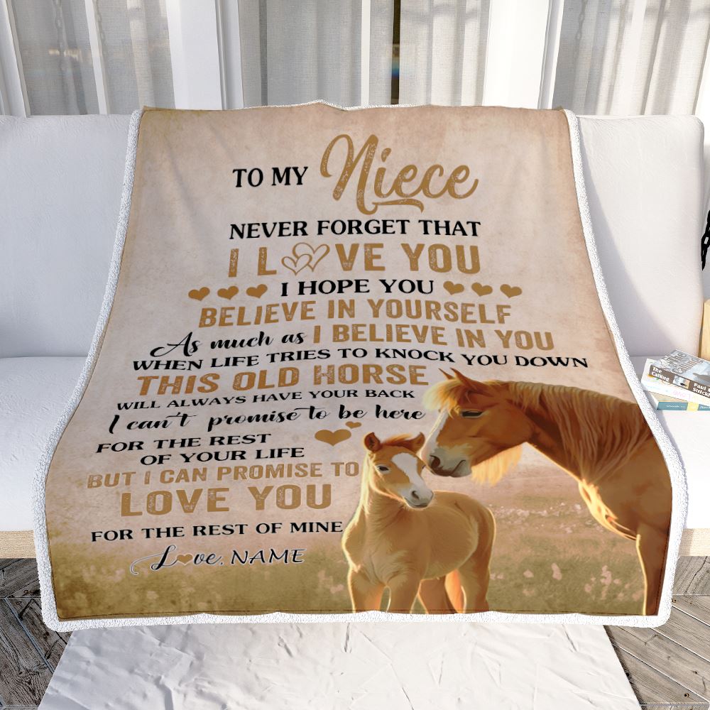 Personalized To My Niece Blanket From Aunt Auntie Uncle This Old Horse Love Niece Birthday Gifts Graduation Christmas Customized Bed Fleece Throw Blanket | siriusteestore