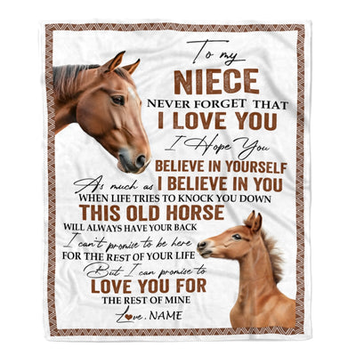 Personalized To My Niece Blanket From Aunt Auntie Uncle This Old Horse Love You Niece Birthday Graduation Christmas Customized Bed Fleece Throw Blanket | siriusteestore