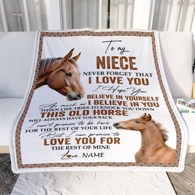 Personalized To My Niece Blanket From Aunt Auntie Uncle This Old Horse Love You Niece Birthday Graduation Christmas Customized Bed Fleece Throw Blanket | siriusteestore