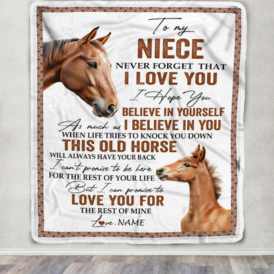 Personalized To My Niece Blanket From Aunt Auntie Uncle This Old Horse Love You Niece Birthday Graduation Christmas Customized Bed Fleece Throw Blanket | siriusteestore