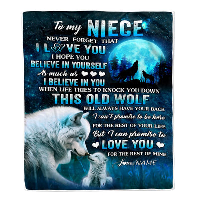 Personalized To My Niece Blanket From Aunt Auntie Uncle This Old Wolf Love Niece Birthday Gifts Graduation Christmas Customized Bed Fleece Throw Blanket | siriusteestore