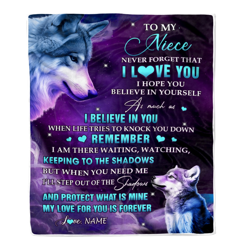 Personalized To My Niece Blanket From Aunt Auntie Uncle Wolf Moon My Love For You Is Forever Niece Birthday Graduation Christmas Customized Fleece Blanket | siriusteestore