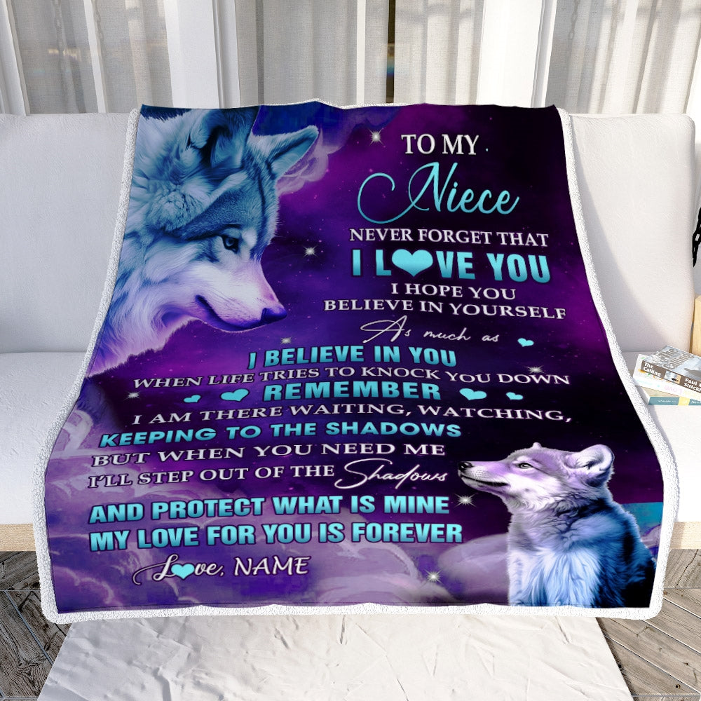 Personalized To My Niece Blanket From Aunt Auntie Uncle Wolf Moon My Love For You Is Forever Niece Birthday Graduation Christmas Customized Fleece Blanket | siriusteestore