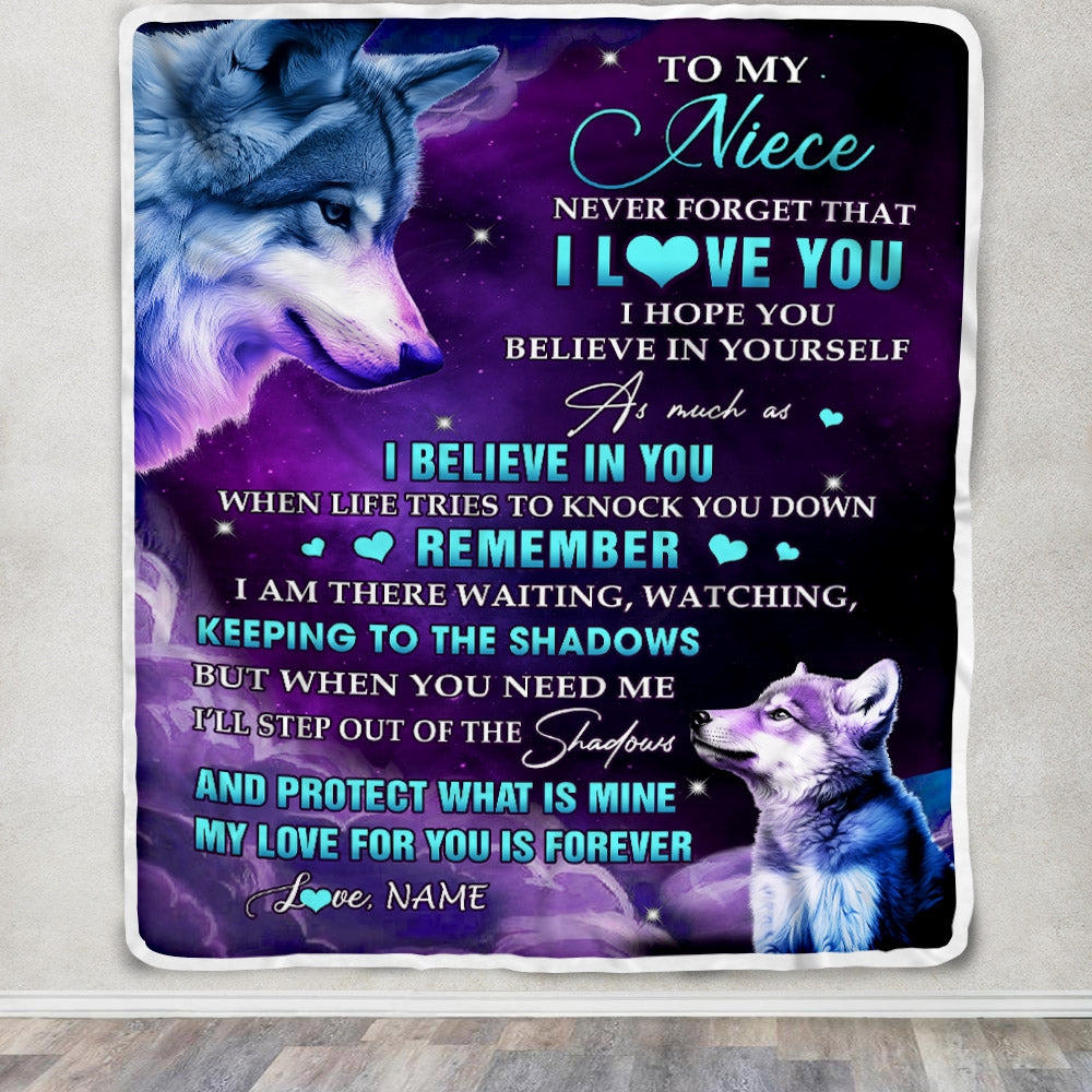 Personalized To My Niece Blanket From Aunt Auntie Uncle Wolf Moon My Love For You Is Forever Niece Birthday Graduation Christmas Customized Fleece Blanket | siriusteestore