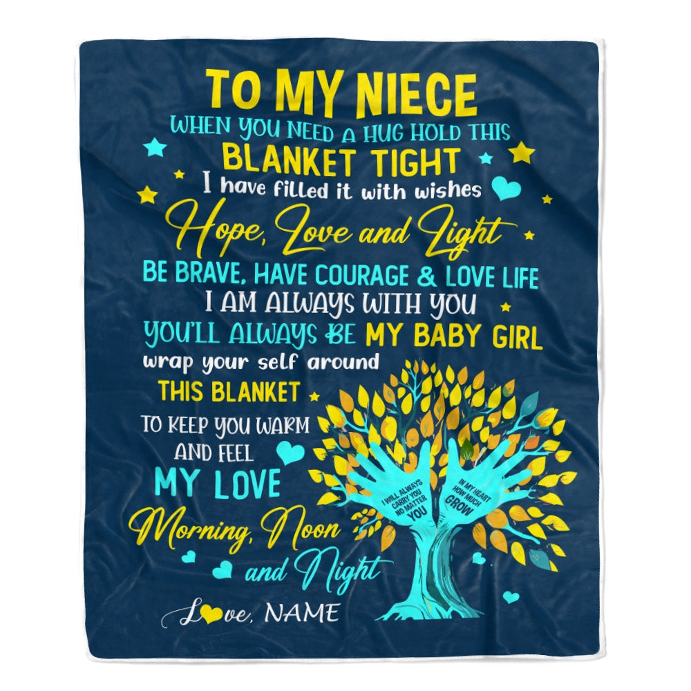 Personalized To My Niece Blanket From Aunt Auntie When You Need A Hug Baby Girl Niece Birthday Graduation Christmas Customized Fleece Throw Blanket | siriusteestore