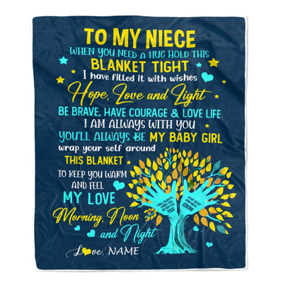 Personalized To My Niece Blanket From Aunt Auntie When You Need A Hug Baby Girl Niece Birthday Graduation Christmas Customized Fleece Throw Blanket | siriusteestore