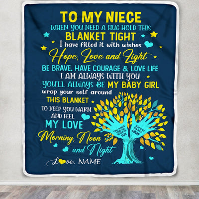 Personalized To My Niece Blanket From Aunt Auntie When You Need A Hug Baby Girl Niece Birthday Graduation Christmas Customized Fleece Throw Blanket | siriusteestore