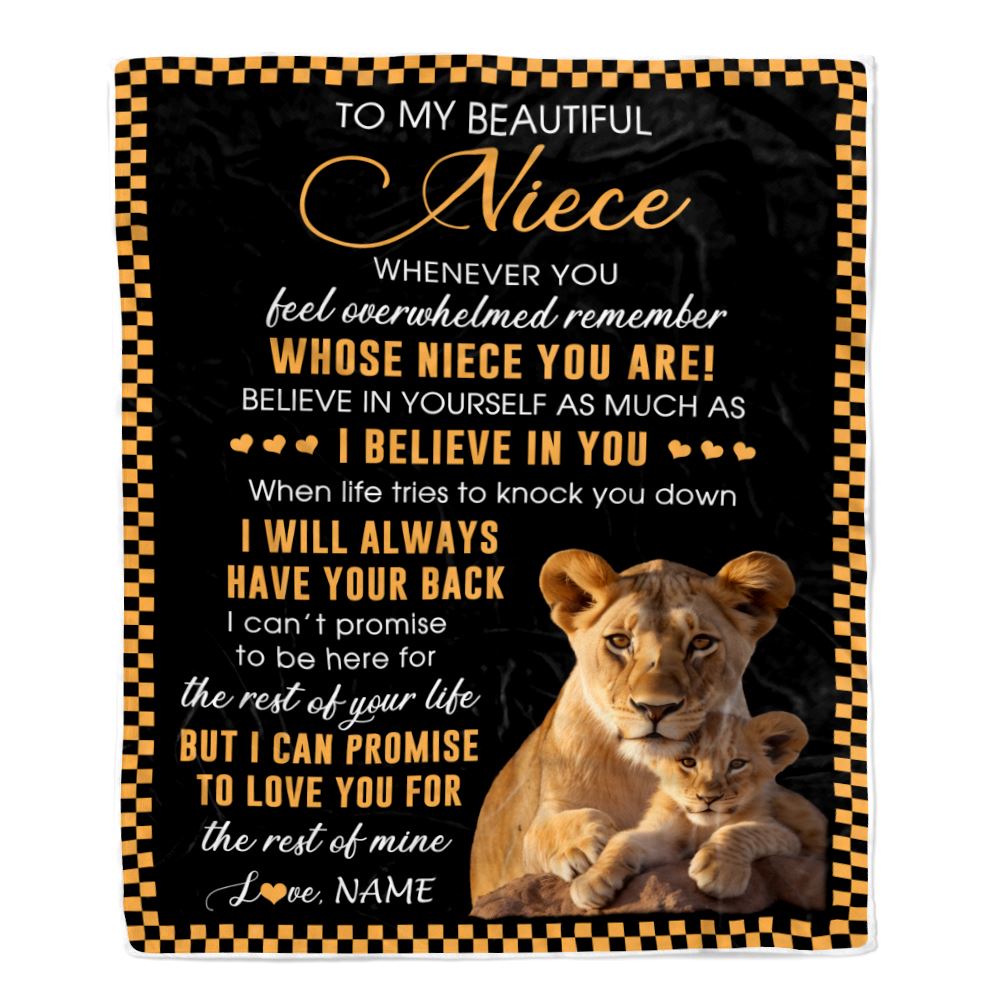 Personalized To My Niece Blanket From Aunt Auntie Whenever You Feel Lion Niece Birthday Gifts Graduation Christmas Customized Fleece Throw Blanket | siriusteestore