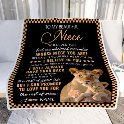 Personalized To My Niece Blanket From Aunt Auntie Whenever You Feel Lion Niece Birthday Gifts Graduation Christmas Customized Fleece Throw Blanket | siriusteestore