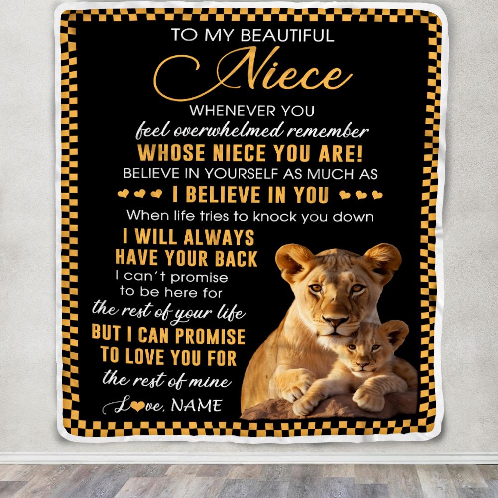 Personalized To My Niece Blanket From Aunt Auntie Whenever You Feel Lion Niece Birthday Gifts Graduation Christmas Customized Fleece Throw Blanket | siriusteestore