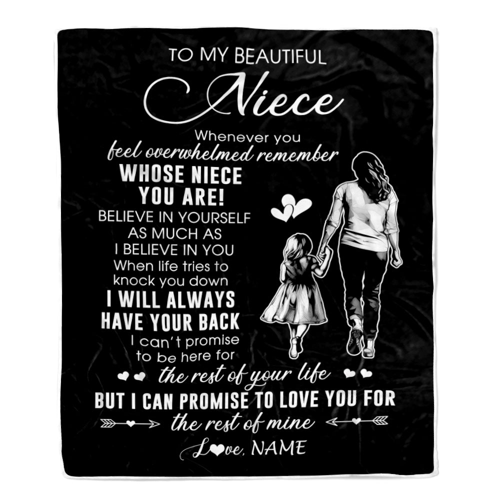 Personalized To My Niece Blanket From Aunt Auntie Whenever You Feel Overwhelmed Niece Birthday Graduation Christmas Customized Bed Fleece Throw Blanket | siriusteestore