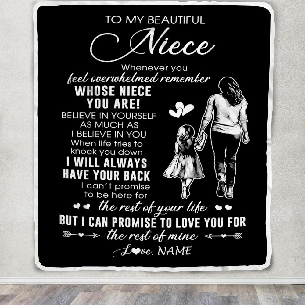 Personalized To My Niece Blanket From Aunt Auntie Whenever You Feel Overwhelmed Niece Birthday Graduation Christmas Customized Bed Fleece Throw Blanket | siriusteestore