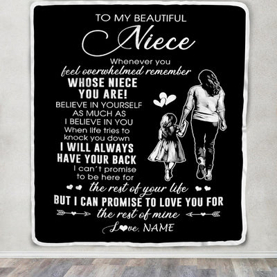 Personalized To My Niece Blanket From Aunt Auntie Whenever You Feel Overwhelmed Niece Birthday Graduation Christmas Customized Bed Fleece Throw Blanket | siriusteestore