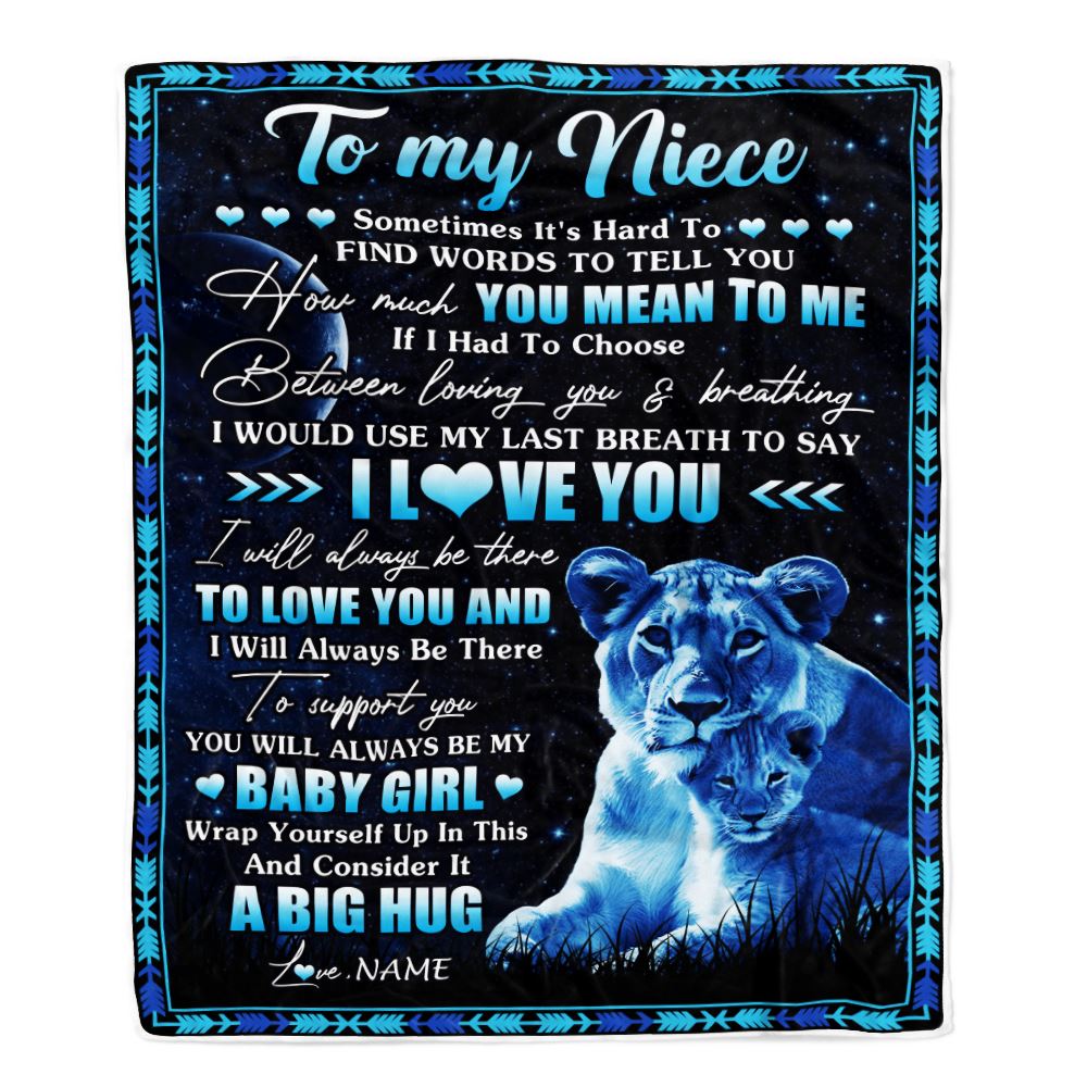 Personalized To My Niece Blanket From Aunt Auntie You Mean Yo Me My Baby Boy Lion Niece Birthday Graduation Christmas Customized Bed Fleece Throw Blanket | siriusteestore