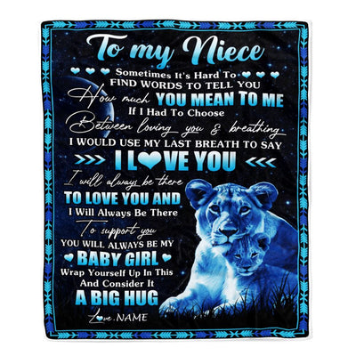 Personalized To My Niece Blanket From Aunt Auntie You Mean Yo Me My Baby Boy Lion Niece Birthday Graduation Christmas Customized Bed Fleece Throw Blanket | siriusteestore