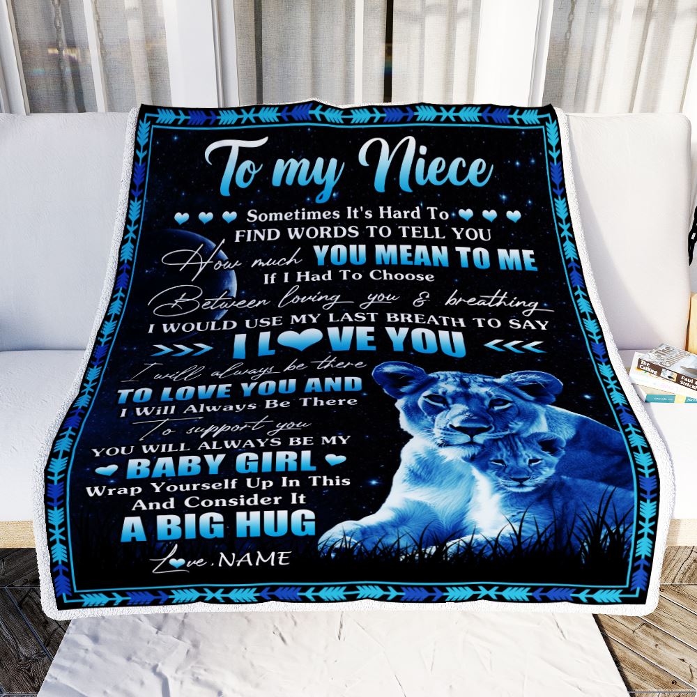 Personalized To My Niece Blanket From Aunt Auntie You Mean Yo Me My Baby Boy Lion Niece Birthday Graduation Christmas Customized Bed Fleece Throw Blanket | siriusteestore