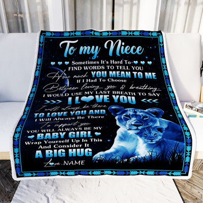 Personalized To My Niece Blanket From Aunt Auntie You Mean Yo Me My Baby Boy Lion Niece Birthday Graduation Christmas Customized Bed Fleece Throw Blanket | siriusteestore