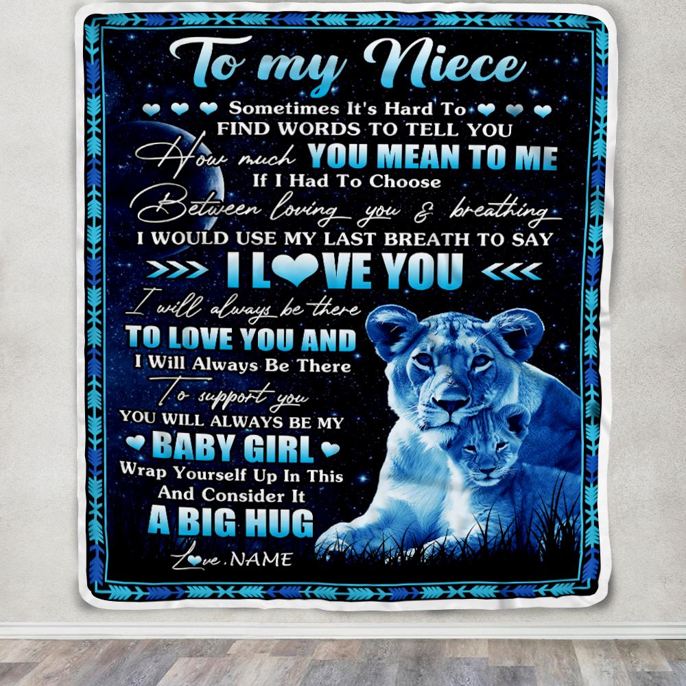 Personalized To My Niece Blanket From Aunt Auntie You Mean Yo Me My Baby Boy Lion Niece Birthday Graduation Christmas Customized Bed Fleece Throw Blanket | siriusteestore