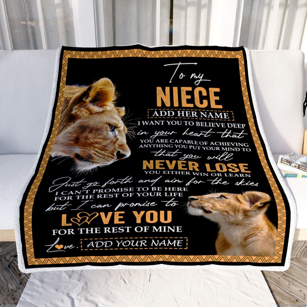 Personalized To My Niece Blanket From Aunt Auntie You Will Never Lose Lion Niece Birthday Gifts Graduation Christmas Customized Fleece Throw Blanket | siriusteestore