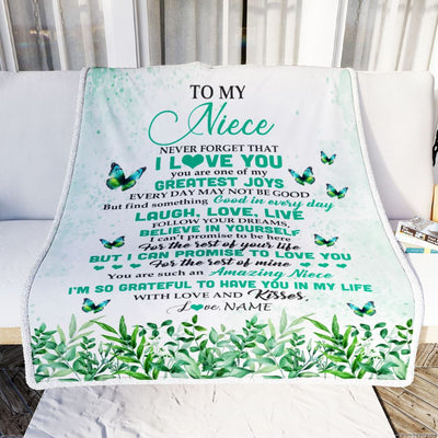 Personalized To My Niece Blanket From Aunt Butterfly Laugh Love Live Niece Birthday Motivational Quote Graduation Christmas Customized Gift Fleece Blanket | siriusteestore