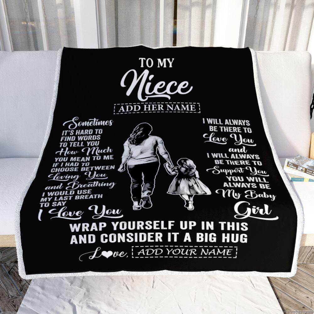 Personalized To My Niece Blanket From Aunt Sometimes It's Hard Niece Birthday Gifts Graduation Christmas Customized Fleece Throw Blanket | siriusteestore