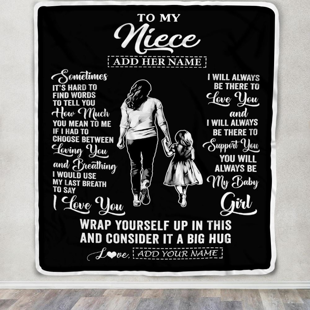 Personalized To My Niece Blanket From Aunt Sometimes It's Hard Niece Birthday Gifts Graduation Christmas Customized Fleece Throw Blanket | siriusteestore