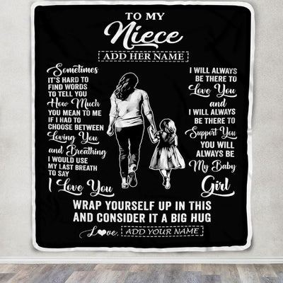 Personalized To My Niece Blanket From Aunt Sometimes It's Hard Niece Birthday Gifts Graduation Christmas Customized Fleece Throw Blanket | siriusteestore
