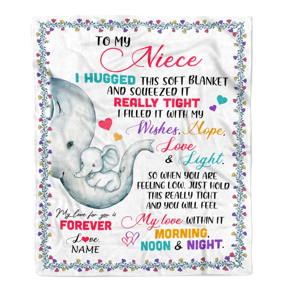 Personalized To My Niece Blanket From Aunt TiTi Uncle Elephant I Huggest This Soft Blanket Niece Birthday Graduation Christmas Customized Bed Fleece Blanket | siriusteestore