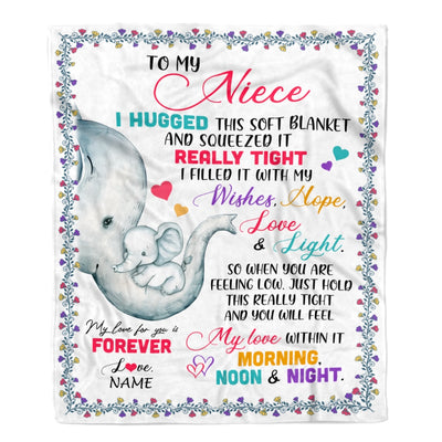 Personalized To My Niece Blanket From Aunt TiTi Uncle Elephant I Huggest This Soft Blanket Niece Birthday Graduation Christmas Customized Bed Fleece Blanket | siriusteestore
