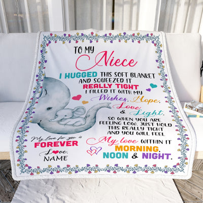 Personalized To My Niece Blanket From Aunt TiTi Uncle Elephant I Huggest This Soft Blanket Niece Birthday Graduation Christmas Customized Bed Fleece Blanket | siriusteestore