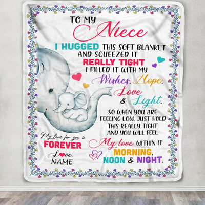 Personalized To My Niece Blanket From Aunt TiTi Uncle Elephant I Huggest This Soft Blanket Niece Birthday Graduation Christmas Customized Bed Fleece Blanket | siriusteestore