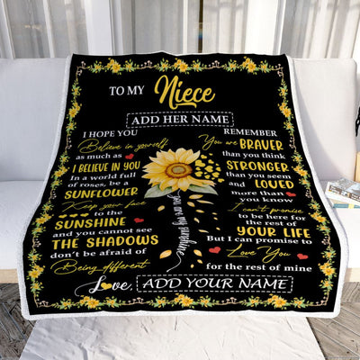Personalized To My Niece Blanket From Aunt Uncle Auntie Be A Sunflower Niece Birthday Gifts Graduation Christmas Customized Fleece Throw Blanket | siriusteestore
