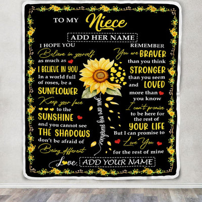 Personalized To My Niece Blanket From Aunt Uncle Auntie Be A Sunflower Niece Birthday Gifts Graduation Christmas Customized Fleece Throw Blanket | siriusteestore