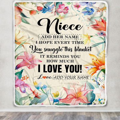 Personalized To My Niece Blanket From Aunt Uncle Auntie Floral I Love You Great Niece Birthday Gifts Graduation Christmas Customized Fleece Throw Blanket | siriusteestore