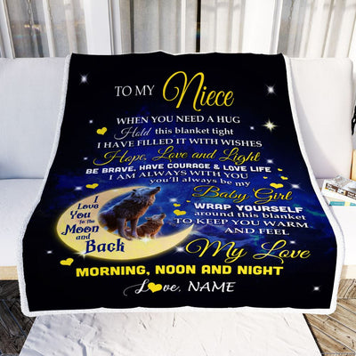 Personalized To My Niece Blanket From Aunt Uncle Auntie I Am Always With You Wolf Niece Birthday Graduation Christmas Customized Bed Fleece Throw Blanket | siriusteestore