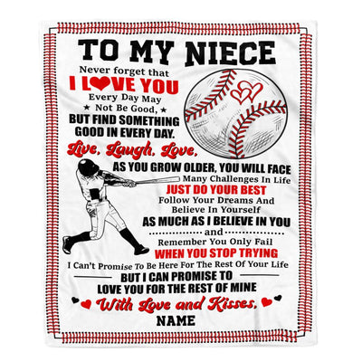 Personalized To My Niece Blanket From Aunt Uncle Auntie I Believe In You Baseball Niece Birthday Graduation Christmas Customized Bed Fleece Throw Blanket | siriusteestore