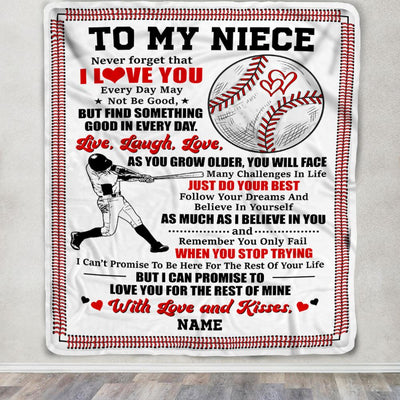Personalized To My Niece Blanket From Aunt Uncle Auntie I Believe In You Baseball Niece Birthday Graduation Christmas Customized Bed Fleece Throw Blanket | siriusteestore