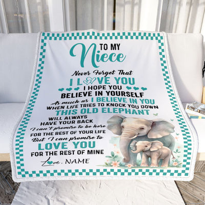 Personalized To My Niece Blanket From Aunt Uncle Auntie This Old Elephant Love You Niece Birthday Gifts Graduation Christmas Customized Fleece Throw Blanket | siriusteestore