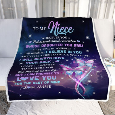 Personalized To My Niece Blanket From Aunt Uncle Auntie Whenever You Feel Butterfly Niece Birthday Gifts Graduation Christmas Customized Fleece Throw Blanket | siriusteestore