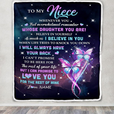 Personalized To My Niece Blanket From Aunt Uncle Auntie Whenever You Feel Butterfly Niece Birthday Gifts Graduation Christmas Customized Fleece Throw Blanket | siriusteestore