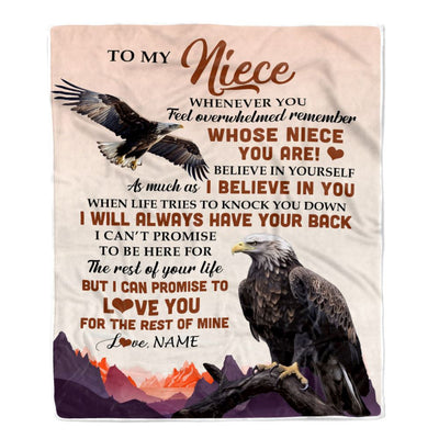 Personalized To My Niece Blanket From Aunt Uncle Auntie Whenever You Feel Eagle Niece Birthday Gifts Graduation Christmas Customized Fleece Throw Blanket | siriusteestore
