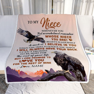 Personalized To My Niece Blanket From Aunt Uncle Auntie Whenever You Feel Eagle Niece Birthday Gifts Graduation Christmas Customized Fleece Throw Blanket | siriusteestore
