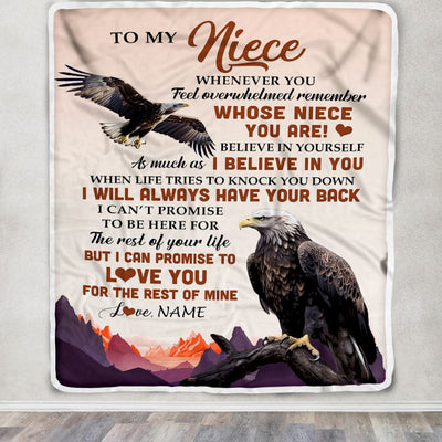 Personalized To My Niece Blanket From Aunt Uncle Auntie Whenever You Feel Eagle Niece Birthday Gifts Graduation Christmas Customized Fleece Throw Blanket | siriusteestore
