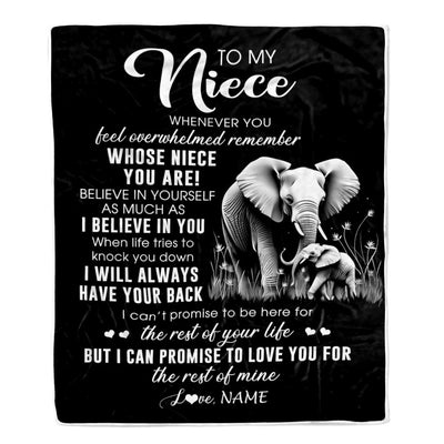Personalized To My Niece Blanket From Aunt Uncle Auntie Whenever You Feel Elephant Niece Birthday Gifts Graduation Christmas Customized Fleece Throw Blanket | siriusteestore