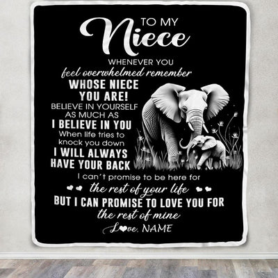 Personalized To My Niece Blanket From Aunt Uncle Auntie Whenever You Feel Elephant Niece Birthday Gifts Graduation Christmas Customized Fleece Throw Blanket | siriusteestore