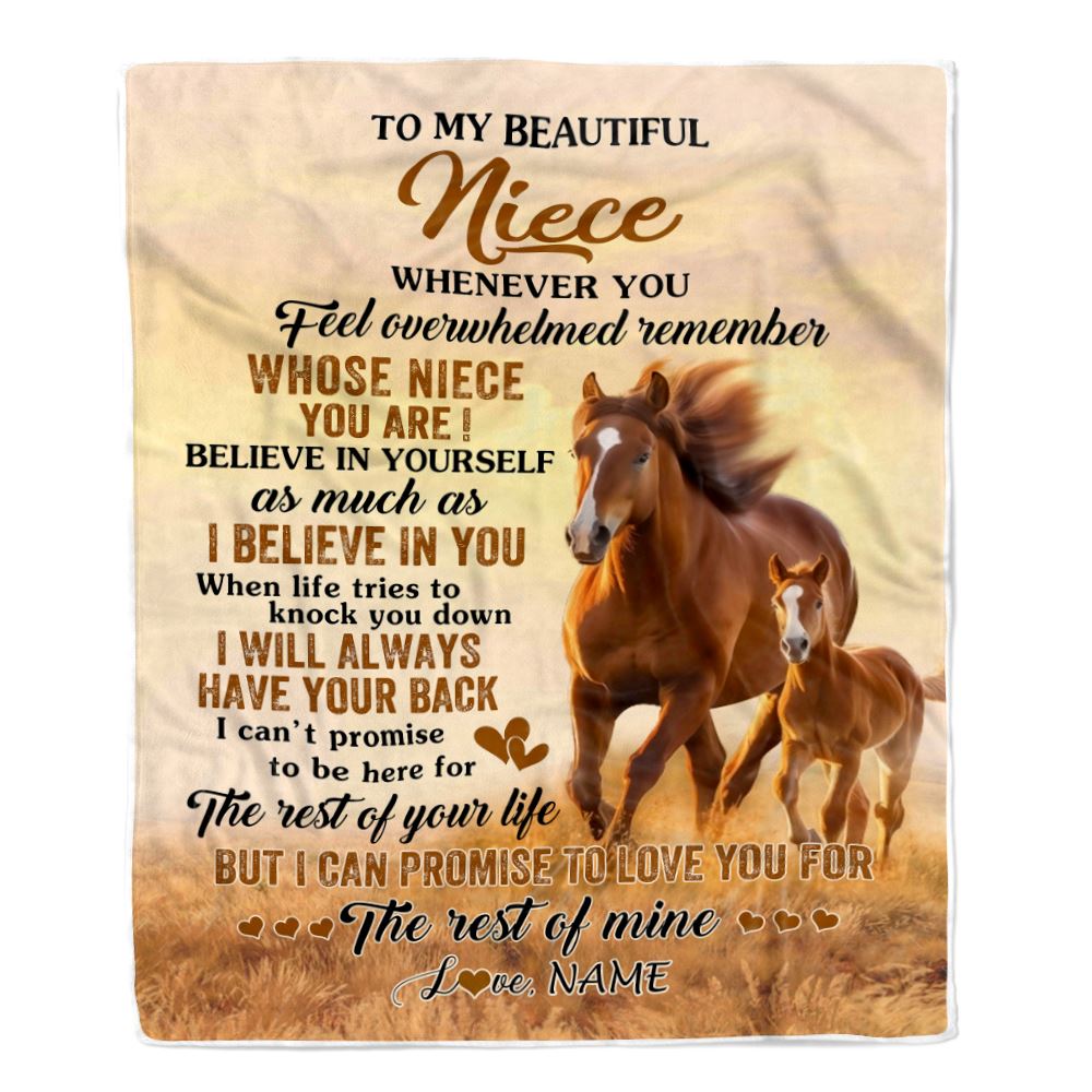 Personalized To My Niece Blanket From Aunt Uncle Auntie Whenever You Feel Horse Niece Birthday Gifts Graduation Christmas Customized Fleece Throw Blanket | siriusteestore